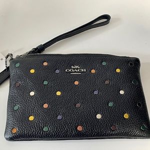 Black Coach Wristlet with Rainbow Embellishments — NEW WITH TAGS! ✨